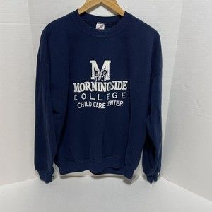 Vintage Morningside College Crewneck Sweatshirt, Jerzees, XL, Navy Blue, Care